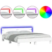 vidaXL Cadre de lit avec tête de lit et éclairage LED blanc 160x200 cm