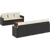 vidaXL Ensemble de jardin canapé 8 pièces avec coussins noir poly rotin