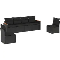 vidaXL Ensemble de salon de jardin 6 pièces avec coussins noir poly rotin