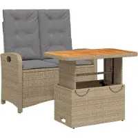vidaXL Ensemble de jardin 2 pièces avec coussins Beige Poly Rattan