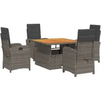 vidaXL Ensemble de jardin 5 pièces avec coussins Gris Poly rotin