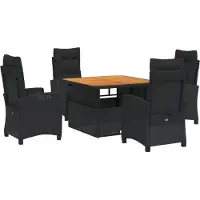 vidaXL Ensemble de jardin 5 pièces avec coussins Noir Poly Rattan