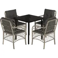 vidaXL Salon de jardin 5 pièces avec coussins gris clair Poly rotin