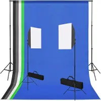 vidaXL Kit de studio photo avec boîte à lumière et toiles de fond