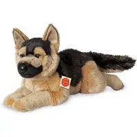 Teddy HERMANN® Teddy Hermann Chien de berger, doudou, peluche, animal en peluche, chien, couché, peluche, brun noir, 60 cm, 91924