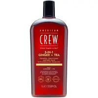 American Crew 3 in 1 Ginger + Tea 3 en 1 : shampoing, après-shampoing et gel douche pour homme 1000 ml