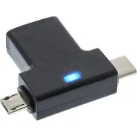 InLine Adaptateur en T USB 3.1/2.0, USB-C mâle ou Micro-USB vers A femelle
