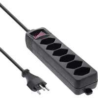 InLine 16451Y Multiprise SUISSE, 6x, avec interrupteur, 1,5m, noir