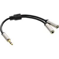 InLine 99250 câble audio 0,15 m 3.5mm female 2 x 3.5mm Noir
