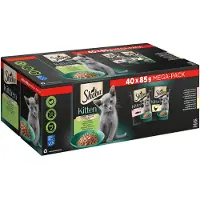 Sheba Kitten Choix de saveurs 40x85 g en morceaux de sauce avec saumon, poulet pour chatons