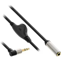 InLine 99253C Câble audio Slim jack 3,5mm ST coudé / BU, avec réglage du volume, 0,25m