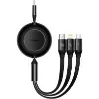 Baseus Bright Mirror 2 Series - Câble de charge rapide rétractable 3-en-1 - USB-C vers USB-C / Lightning / Micro USB - 100 Watt - Noir