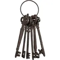 Relaxdays Porte-clés décoratif , style antique, 6 clés, décoration de jardin nostalgique en fonte, grandes clés vintage, marron