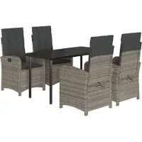 vidaXL Ensemble de jardin 5 pièces avec coussins Gris Poly rotin