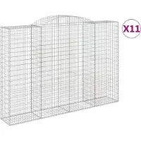 vidaXL Gabions avec arc surélevé 11 pcs 300x50x200/220cm Fer galvanisé