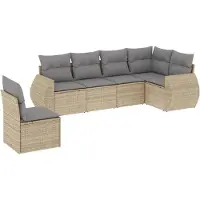 vidaXL Ensemble de salon de jardin 6 pièces avec coussins Beige Poly Rattan