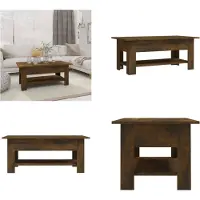 vidaXL Table basse Chêne fumé 102x55x42 cm Bois composite - Table basse - Tables Basses - Table Basse Avec Plateau - Table Basse Rectangulaire