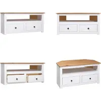 vidaXL Armoire d'angle TV Blanc 93 x 49 x 49 cm Pin massif de Panama - Armoire d'angle TV - Armoires TV - Armoires TV