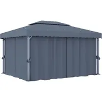 The Living Store Pavillon avec rideau 4x3 m Anthracite Aluminium