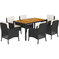vidaXL Ensemble de jardin 7 pièces avec coussins Noir Poly Rattan