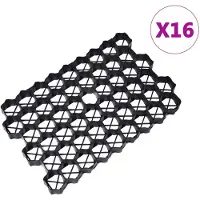 vidaXL Nid d'abeilles pour gazon 16 pcs. noir 60x40x3 cm plastique