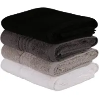 L'Essentiel Serviettes À Main Aucune 50 X 90 Cm - Lot De 4 Blanc, Gris, Anthracite, Noir 100% Coton Éponge