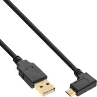 InLine 31715T Câble Micro-USB 2.0, USB-A prise à Micro-B prise coudée, e contacts, 1,5m
