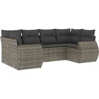 vidaXL Ensemble de salon de jardin 6 pièces avec coussins Gris Poly rotin