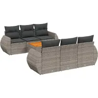 vidaXL Ensemble de salon de jardin 7 pièces avec coussins Gris Poly rotin