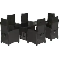 vidaXL Ensemble de jardin 7 pièces avec coussins Noir Poly Rattan