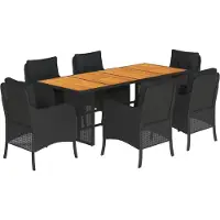 vidaXL Ensemble de jardin 7 pièces avec coussins Noir Poly Rattan
