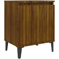 vidaXL Table de chevet avec pieds en métal chêne marron 40x30x50 cm