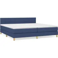 vidaXL Lit boxspring avec matelas bleu 200x200 cm Tissu