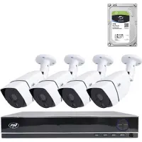 Pni Package AHD House PTZ1300 Package de vidéosurveillance Full HD - NVR et 4 caméras extérieures 2 (1920 x 1080 Pixels), Caméra réseau, Blanc, Noir