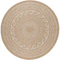Ayyildiz Hali Ayyildiz | Tapis extérieur rond Comilla - 160 cm - Beige - Résistant UV et imperméable - Design élégant