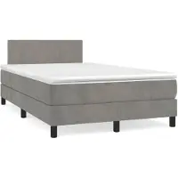 vidaXL Lit boxspring avec matelas gris clair 120x200 cm velours