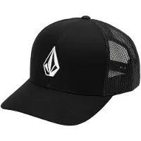 Volcom Casquette Snapback ajustable, visière incurvée pour homme, noir, 6 panneaux, denim chiné, fromage