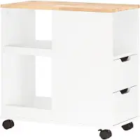 SoBuy Meuble Rangement Mobile avec Roulettes, Blanc, 60x30x60 cm