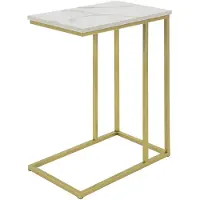 SoBuy Table d'Appoint Marbre & Métal Doré FBT87-G