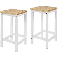 SoBuy FST29-WNx2 Tabouret de bar set of 2 - Max. 100 kg - 35 x 35 x 61 cm - Blanc/ Brun