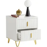 SoBuy Table de chevet - avec 2 tiroirs - 40x40x47 cm - Blanc