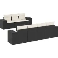 vidaXL Ensemble de jardin canapé 8 pièces avec coussins noir poly rotin