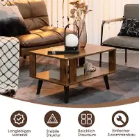 Costway Table basse 2 niveaux, table d'appoint industrielle, table basse rectangulaire table basse pour salon 70x50x41cm