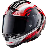 Alpinestars Équipe S-R10 Casque Intégral Rouge/Blanc/Carbone M unisex