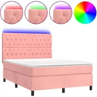 vidaXL Sommier tapissier avec matelas et LED Rose 140x190 cm Velours