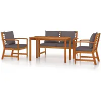 vidaXL Ensemble de jardin 4 pièces avec coussins Bois massif Acacia