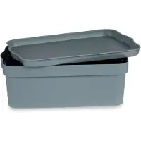 BigBuy Storage Box with Lid TP593-2 Grey Plastic 6 L 21,5 x 11 x 32 cm (12 Units)