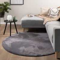 NATURL. Tapis rond à poils courts - Cozy Anthracite | Ø 120 cm | Rond | Pile courte