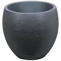 Eda Pot de Plante en Plastique Circulaire Graphit - Gris Foncé, Ø 50 x 45 cm