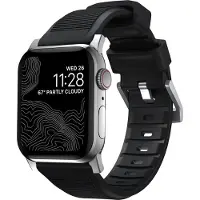 Nomad Bracelet robuste FKM pour Apple Watch | 44/45/46/49 mm - Argent / Noir